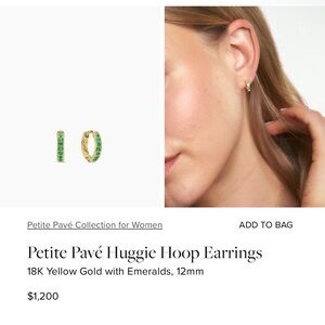David Yurman Gold and Green Emerald Huggie Earrings